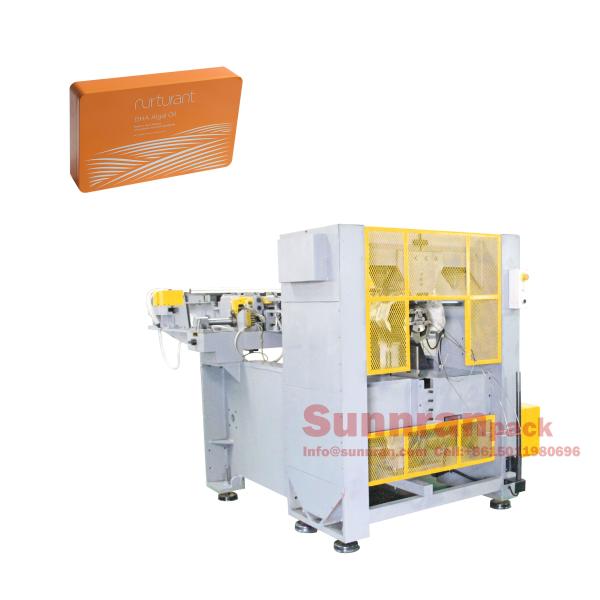 Buy Square Irreguare Chocolate Tin Box Locking Machine Width Adjusted Automatically at wholesale prices