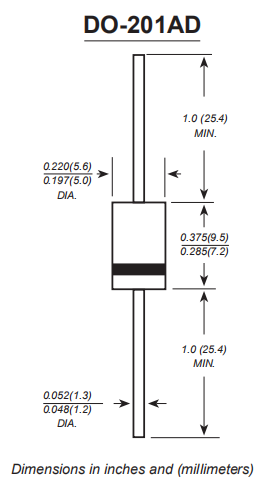 HER501 THRU HER508 High Efficiency Rectifier Diode 5A 400v 600v DO 201AD