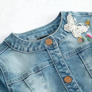Quality Modern Design Embroidery Jeans Jacket For Girls , Spring Girls Jeans Coat for sale