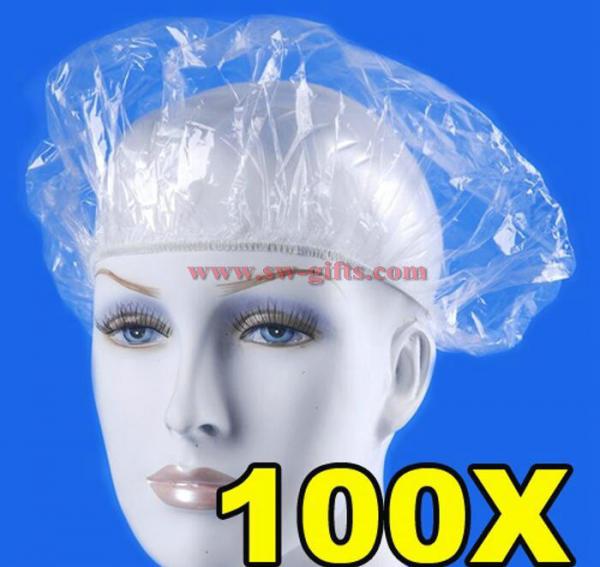 Buy Disposable Hat Hotel One-Off Elastic Shower Bathing Cap Clear Hair Salon Waterproof Show Hats Bathroom Accessories at wholesale prices