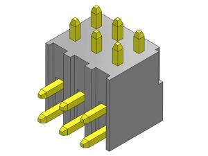 Quality 2.54mm Single Row R/A TYPE Pin Header Connector 2*2PIN To 2*40PIN H=7.40MM for sale