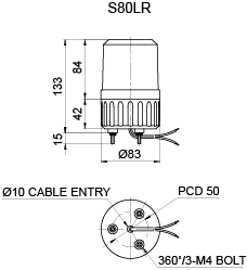 Ø80mm compact LED revolving warning lights Radiating high brightness power LED Light by Special Revolving Reflector