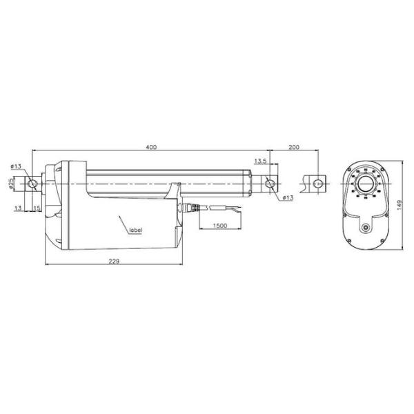 Parallel Electric Ball Screw Linear Drive 24 Volt 250mm Stroke 450mm Installation Length
