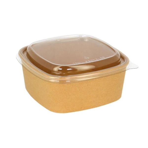 Kraft Paper Salad Takeaway Food Container Printing Rectangular Waterproof 1200ml