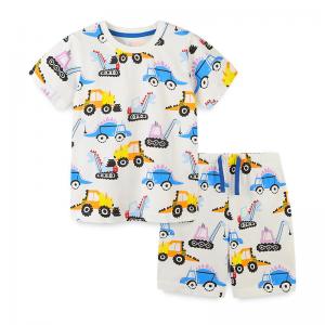 Quality Summer Boys Outfit Toddler Baby Tracksuits Sets Kids Car Print Tops Shorts 2PCS Outfits Children Clothing Set for sale
