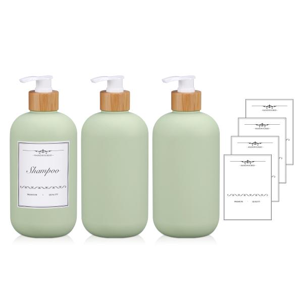 400ml 500ml Soft Touch Cosmetic Squeeze Bottle With Bamboo Lid For Shampoo Body Butter Lotion