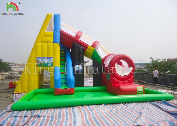 Buy Protecting Net Red Color Inflatable Pool Water Slide For Backyard EN14960 EN71 at wholesale prices