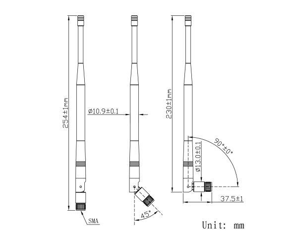 Rubber Duck SMA Swivel Antenna , 3G 169Mhz Antenna 5 DBI Gain