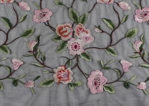 Quality Gray Polyester Flower 3D Embroidered Lace Fabric By The Yard For Lady Dress for sale