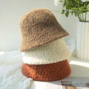 Quality Plush Lamb Wool Hat Fisherman Hat Wool Bucket Hat woolen Cashmere Basin Hat For Women for sale