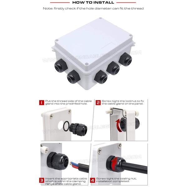 Plastic Metric Cable Gland, IP68 Watertight Cable Seal Joint Connector M20 (6-12mm) with O-ring for Junction Box