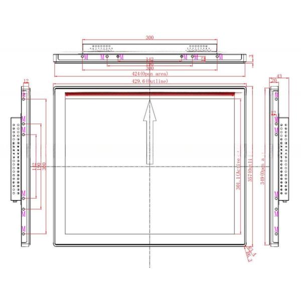 Industrial Integrated 19 Inch IP65 Waterproof USB Interface Capacitive Touchscreen Monitor Open Frame With Metal Casing