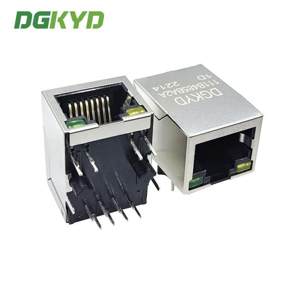 Buy DGKYD111B485BA2A1D Fast Ethernet Connector Single Port 8P8C RJ45 Magnetic Jack Network Connector With LED at wholesale prices
