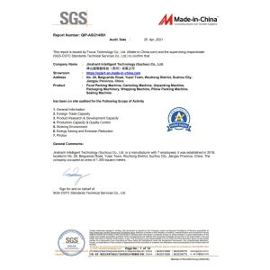 Jinshanli Intelligent Technology（Suzhou）Co.,Ltd Certifications