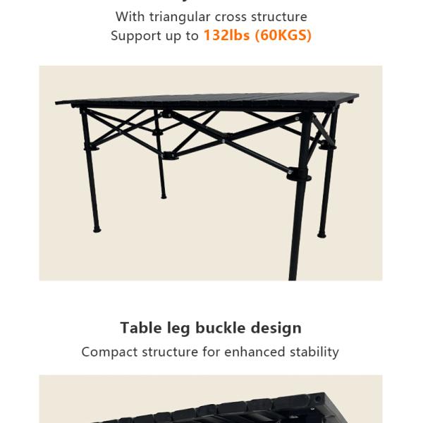 Compact folded size of camping table