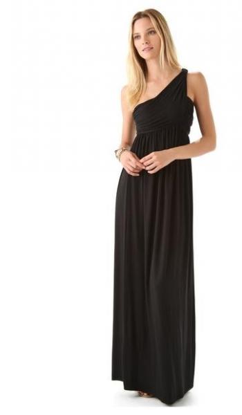 Buy One Shoulder Black Jersey Dress , Cotton Ladies Ankle Maxi Dress at wholesale prices