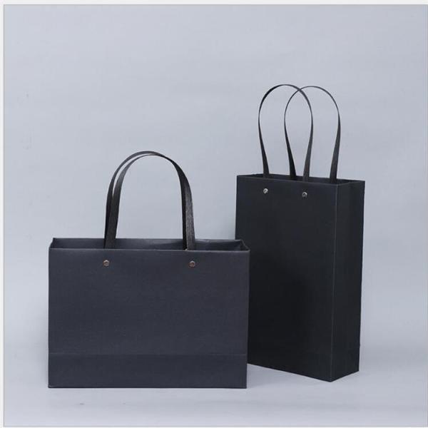 Customized Logo Black Luxury Shopping Gift Paper Bag With Handle with Flexo Printing