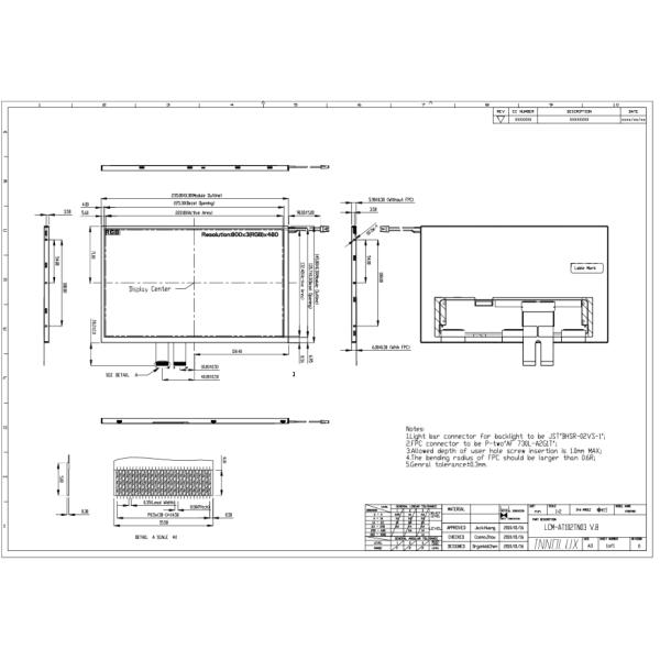 AT102TN03V.8 10.2 Inch INNOLUX LCD Display With 800*480 Resolution