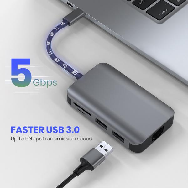 Buy Plastic 4 Port USB 3.0 Hub Driver , USB Type C Hub With Ethernet Adapter at wholesale prices