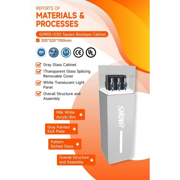 GDR05-JC02 Beauty Display Rack with Translucent Light Panel and Glass Cabinet for High-end Cosmetics Specialty Store