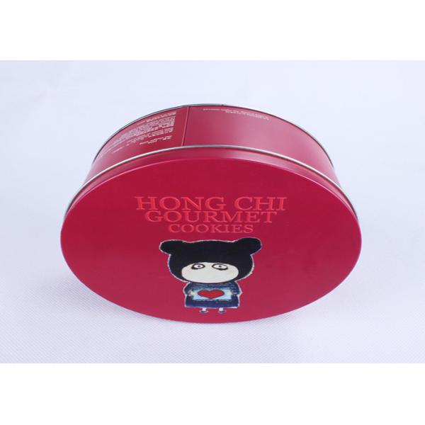 Red Aluminum Round 135 x 80 MM Cookie / Biscuits Gift Tins 0.23 MM Custom Printed