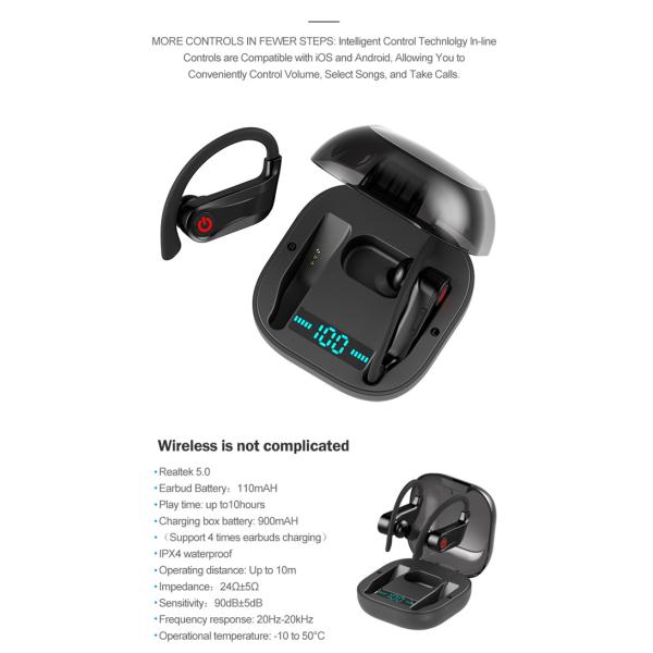 Bluetooth 5.0 Creative Wireless Earbuds High Fidelity Stereo Noise - Canceling Waterproof