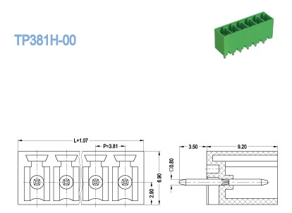 Male Sockets Plug In 3.81mm Terminal Blocks 300V 8A 2 Pole - 22 Pole UL CE