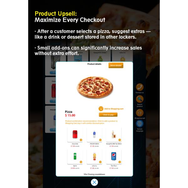 40-Locker Pizza Vending Machine with Microwave Shelf -22℃ to 20℃