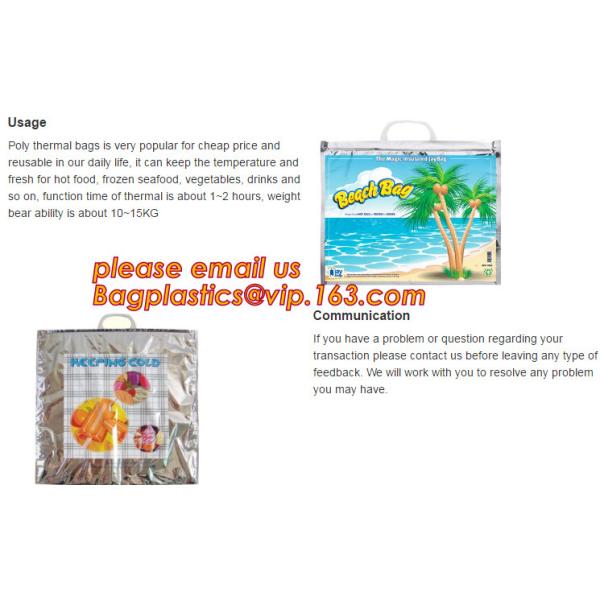 reflective Thermal Plastic handle portable aluminum epe foam Insulation bag cool bag,aluminum film lunch Thermal food pi