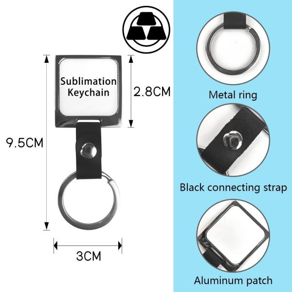 Zinc Alloy Metal Sublimation Keychain With Leather Buckle Picture Keychain