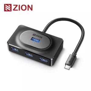 Type-C 3.0 Square 4-Port Hub Black High Speed USB-C Hub for Expanding Connectivity with Modern Design
