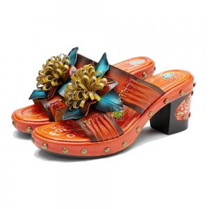 Quality Handmade Fashion Women Sandals Slippers 3D Flowers Platform Slipper Shoes for sale