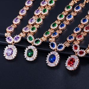 China CZ Pendant Necklace for Women Necklace Bracele Earring Ring Jewelry Wedding Jewelry Sets For Brides on sale