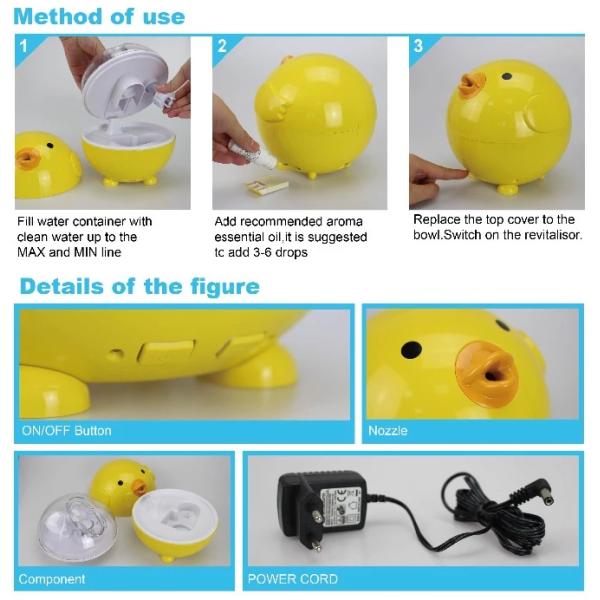 Yellow Duck Aroma Electric Air Freshener Diffuser Cartoon Ultrasonic Essential Oil Diffuser