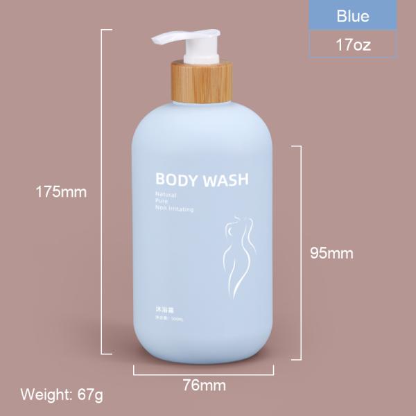 400ml 500ml Soft Touch Cosmetic Squeeze Bottle With Bamboo Lid For Shampoo Body Butter Lotion
