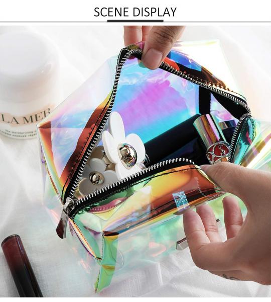 Women Handy Hologram TPU Make Up Bag Organizer