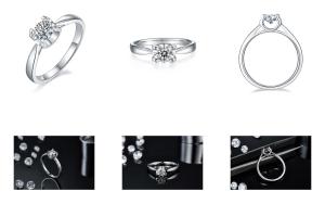 China 9K with Silver Ring Square White Moissanite Diamond Minimalist Wedding Jewelry on sale