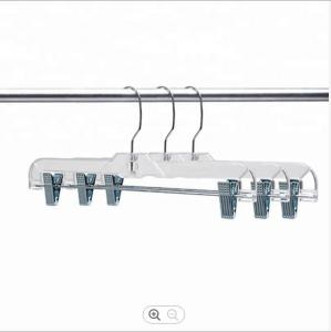 China Transparent Trouser Clip Hangers 11 Inches Plastic Clothes Hangers With Clips on sale