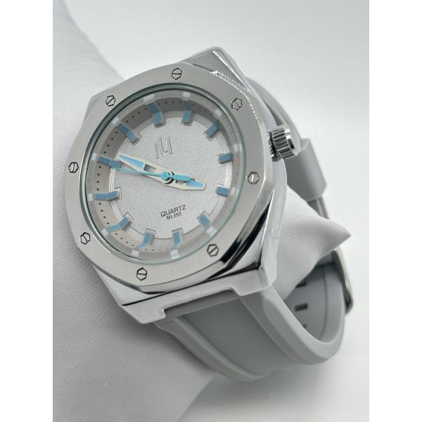 Classic Black Silicon Strap Watch Mens Watch With Elastic Band White Dial