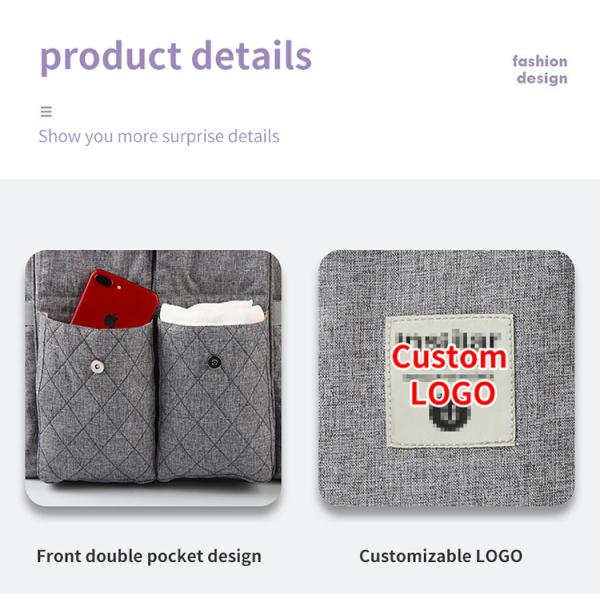 Multifunctional Mommy Diaper Bag Backpack With Trailer Buckle OEM ODM