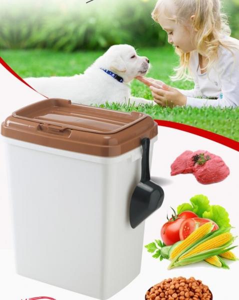 Buy 40L 15kgs 17lbs high quality stocked customized pet food storage container bucket dispenser dog food can box for dog cat at wholesale prices