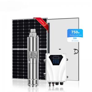 China Hot sale dc brushless deep well low price pumping system solar power submersible water pump with panel on sale