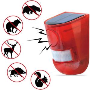 USB and solar charging alarm light  infrared sensor blink warning flash device sound alarm for home farm