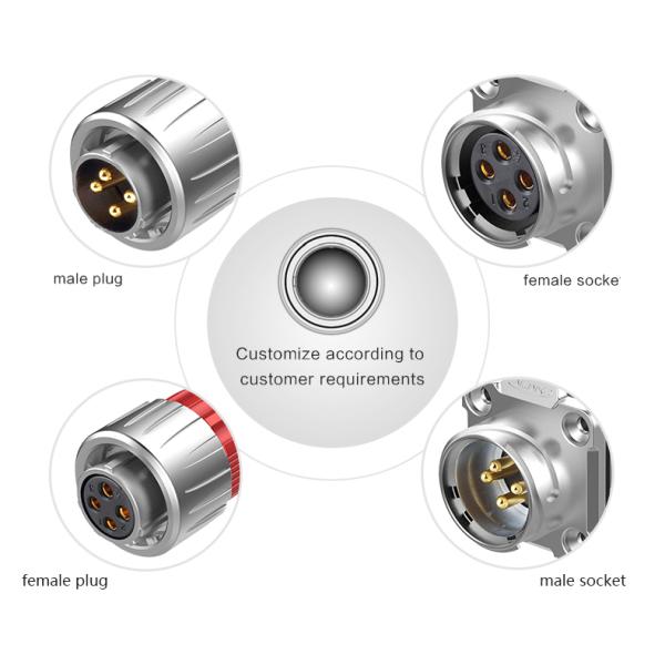 Cnlinko Connector M20 Outdoor Lighting Led IP68 4 Pin Metal Male Female Circular Waterproof Connector Metal Plug and Socket
