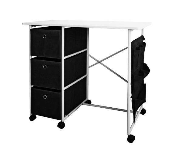 Buy Practical Movable Home Office Computer Desk With 3 Fabric Drawers / Hanging Pocket at wholesale prices