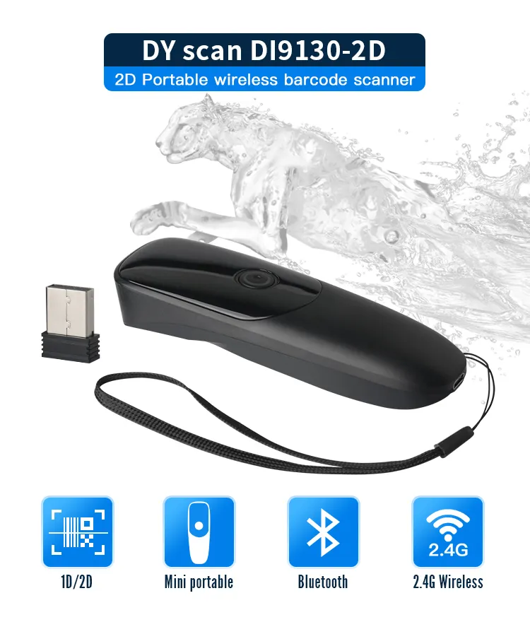 2D Wireless Bluetooth Barcode Scanner with 300 Scans/Sec Speed