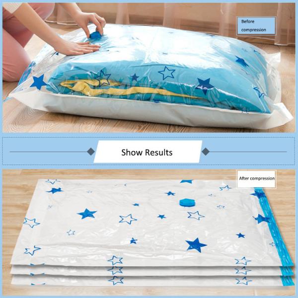 PET NY PE Quilt Zipper Vacuum Seal Storage Bags Space Saver For Pillow