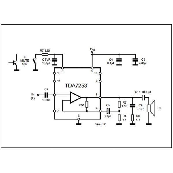 New & Original Integrated Circuit Chip 8w Amplifier With Muting Tda7253