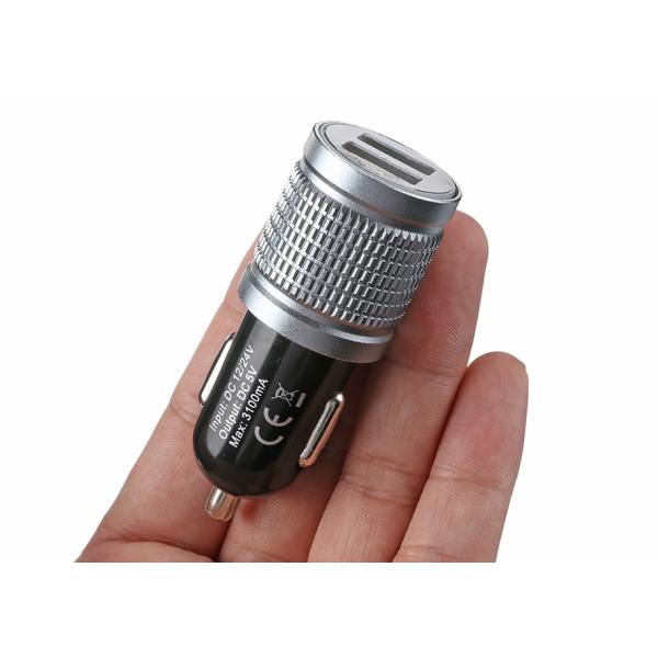 High Glossy Car Charger Adapter Aluminum Alloy Bottom Cover Led, Indicator Fast Charger 3.1A