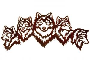 China Vivid Five Wolves Contemporary Metal Wall Sculptures Popular Design on sale